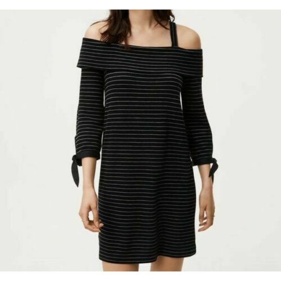 LOFT Dresses & Skirts - LOFT NEW Striped Cold Shoulder Shift Dress